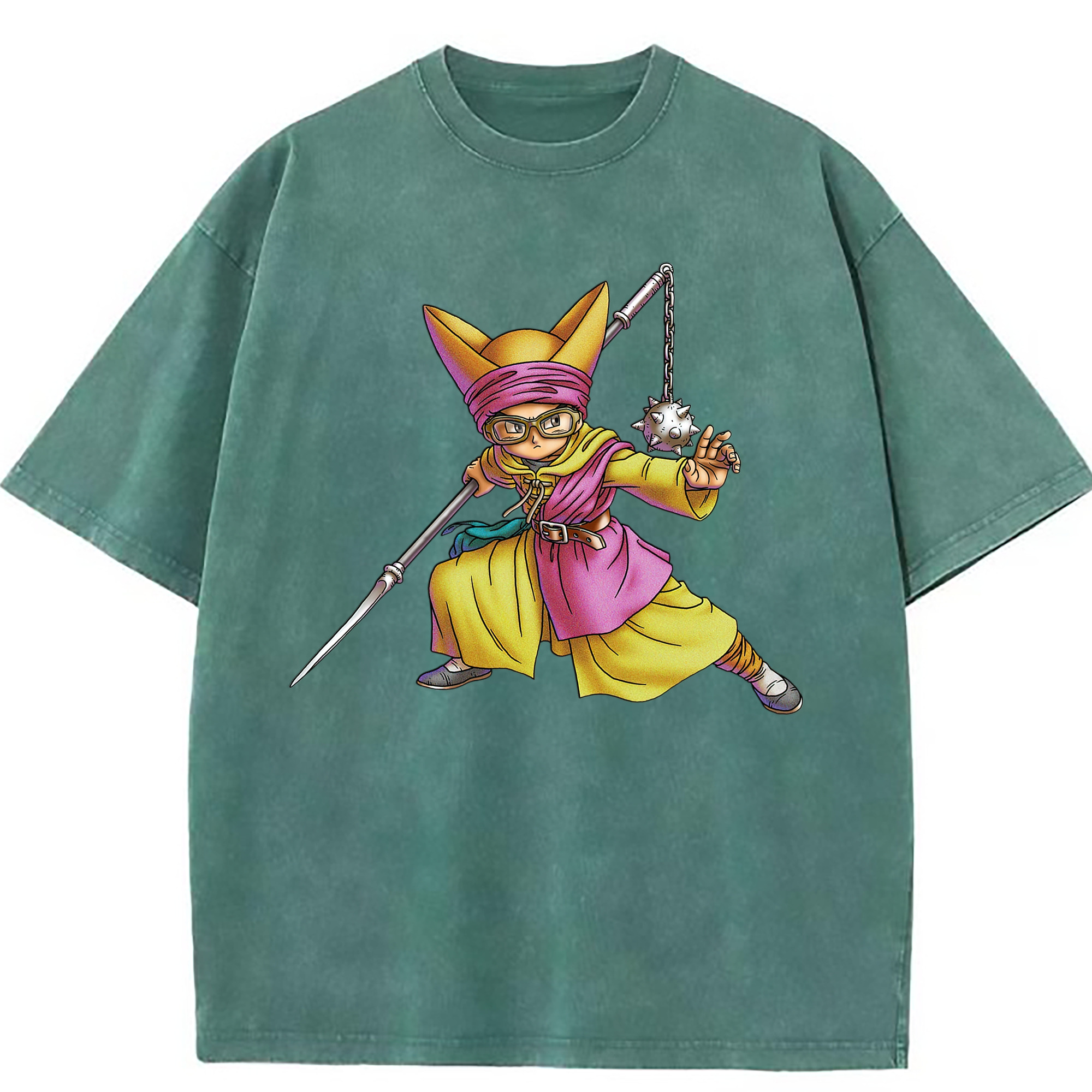 （画像用） ドラゴンクエスト Doragon Kuesuto Dragon Quest 綿100% ヴィンテージ風 半袖Tシャツ（フロントプリント）